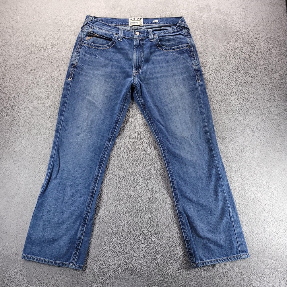Ariat M5 Jeans Mens 38x32 Blue Straight Fit Straight Leg Medium Wash Denim